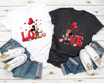 Valentine's Day Cartoon Couple Sweatshirt: Minnie Mouse Matching Shirt