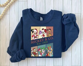 Mickey and Co Shirt, Disneyland Xmas Tee, Disney Santa Mickey And Friends Group Christmas Sweatshirts, Disney Chirstmas Party Shirt