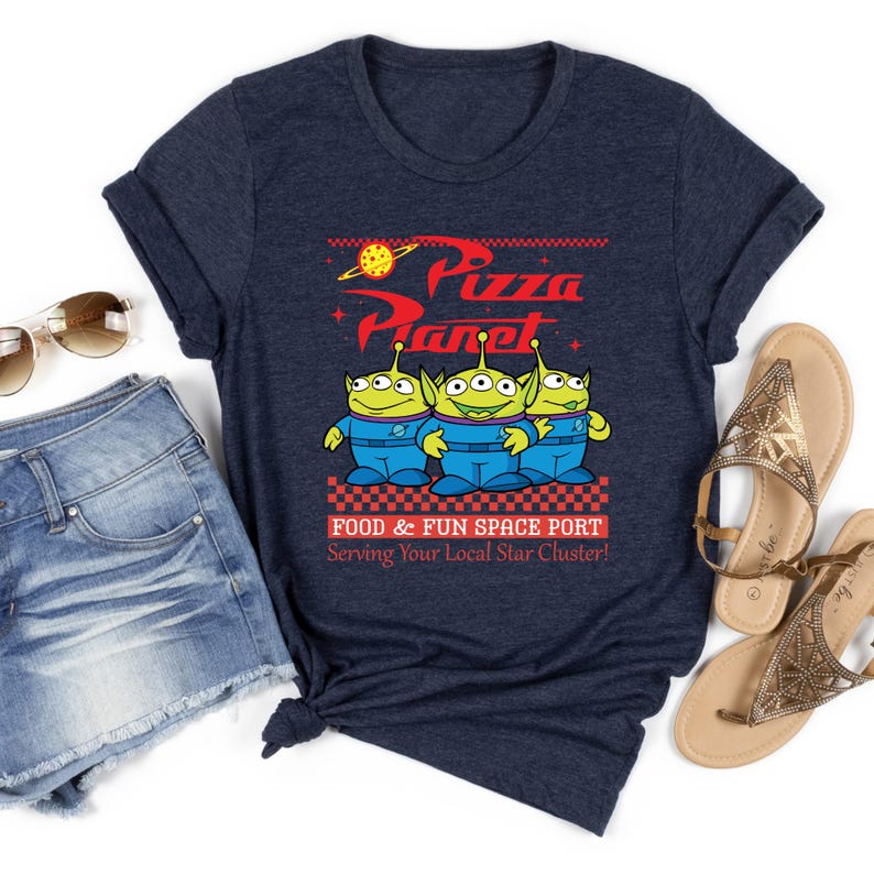a t - shirt with the words pizza planet on it