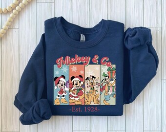 Mickey and Co Shirt, Disneyland Xmas Tee, Disney Santa Mickey And Friends Group Christmas Sweatshirts, Disney Chirstmas Party Shirt