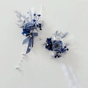 Customized wedding boutonniere & corsage set Beach wedding bridal wrist corsage Bridegroom best man boutonniere Bride bridesmaid corsageF008