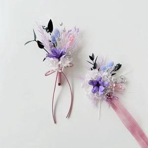 Customized rustic wedding boutonniere & corsage set Wedding bridal wrist corsage Bridegroom best man brooch Preserved bridal corsage F036