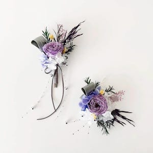 Custom Vintage Style Wedding Corsage Boutonniere Set: Handmade Preserved Flowers