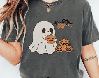 Cute Ghost Shirt,Halloween Comfort Colors Shirt, Womens Halloween Shirt, Cute Pumpkin Shirt, Spooky Season Shirt, Gift For Halloween