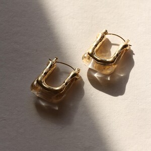 18K Gold WASSERDICHTE weiße Harz Ohrringe