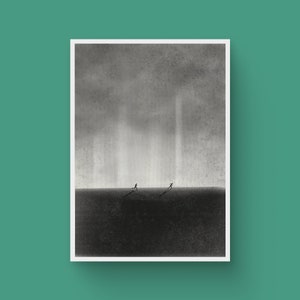 Valiente - cartel original hecho por el artista Diana Zhuk, impresión de arte minimalista firmada para la decoración moderna del hogar, paisaje de ciencia ficción, arte de pared