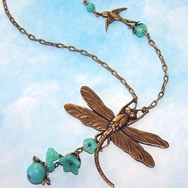 SALE Twilight Damselfly Necklace