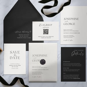 Minimalist wedding invitation card Minimal wedding invitation set Simple wedding invitation suite black and white modern wedding invitation