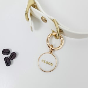 Personalized Resin Dog ID Tag | Handmade Pet Name Tag, Collar Charm, Classic White