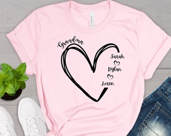 Personalized Grandma Shirt, Nana Shirt, Personalized Grandma Gift, Christmas Gift for Grandma, Customized Mother's Day Shirt, Grandchildren