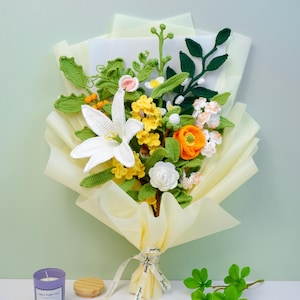 Wildblumen Blumenstrauß PDF Häkelanleitung, Hochzeits-Blumenstrauß-Muster, 9in1 Amigurumi Blume für Strauß Häkelanleitung