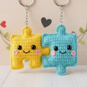 Jellycat Love Puzzle Piece Crochet PDF Pattern - How to Crochet Couple Keychain Amigurumi, Love Crochet Valentine Gift, Easy Crochet Pattern