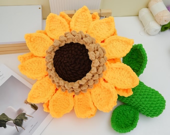 Big Sunflower Pillow Crochet PDF Pattern, Step by Step Flower Pillow Amigurumi Crochet Pattern, Big Sunflower Crochet Tutorial