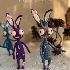 Donker zombie konijn Halloween-haakpatroon - pdf-tutorial gehaakte amigurumi en griezelig konijntje - Spooky Vibe gehaakte Halloween-decoratie
