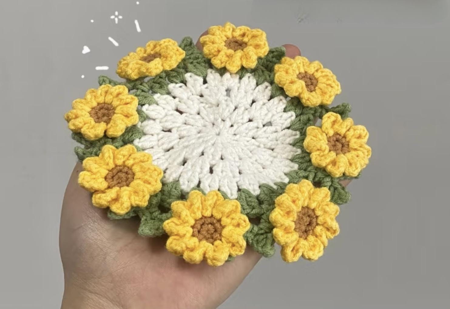 Sunflower Coaster & Basket Crochet PDF Pattern, Step by Step Flower ...
