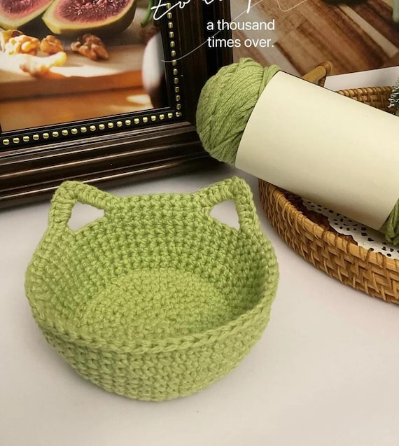 Cat Storage Basket No sew Crochet Pattern - Easy Crochet Pattern - Crochet for Beginner - Cute Cat Storage PDF Step by Step Tutorial