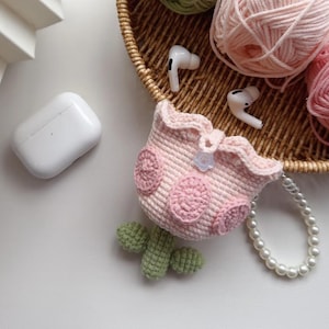 Tulip Flower Airpods Case Crochet PDF Pattern, Amigurumi Flower Airpods Headphone Tutorial, Cute Crochet Pattern, Tulip Mini Pouch Crochet