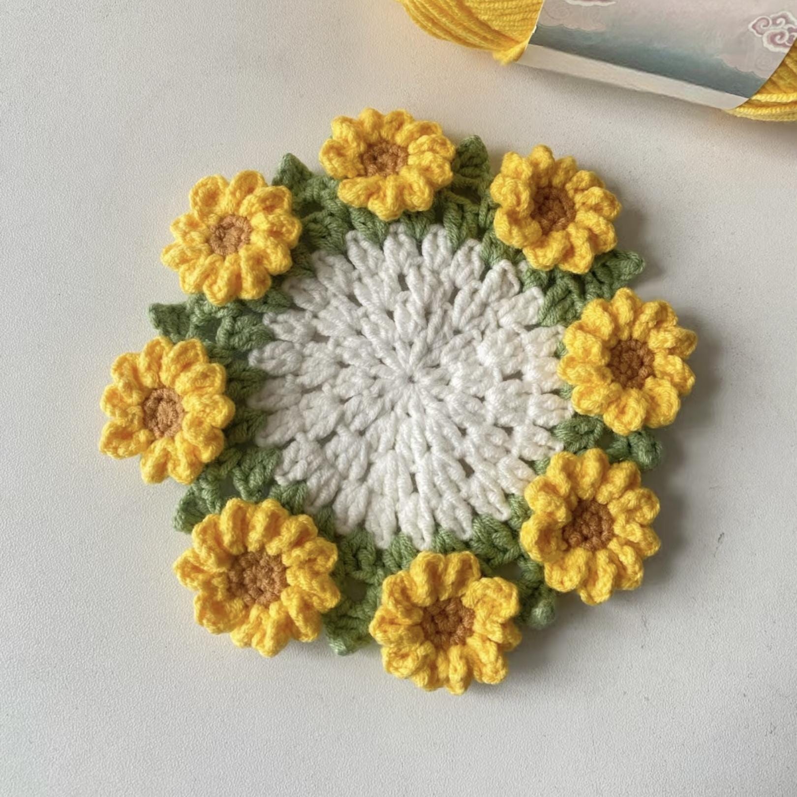 Sunflower Coaster & Basket Crochet PDF Pattern, Step by Step Flower ...