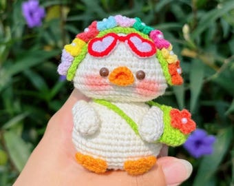 おもしろい小さなアヒルのキーホルダーの編み図、かわいいミニアヒルの