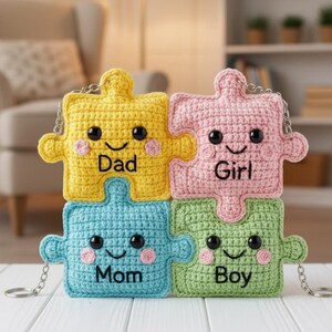 Leuke familie puzzelstukjes gehaakt pdf-patroon - Gehaakt cadeau voor mama en papa Tutorial - Gehaakte amigurumi voor Moederdag en Vaderdag