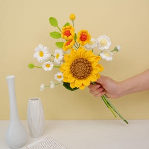 Sonnenblumen gehäkelte PDF-Häkelanleitung, 7in1 Wildblumen häkeln, Hochzeitsstrauß Geschenk, DIY Amigurumi Blumen, Dekorative Blumen Muster