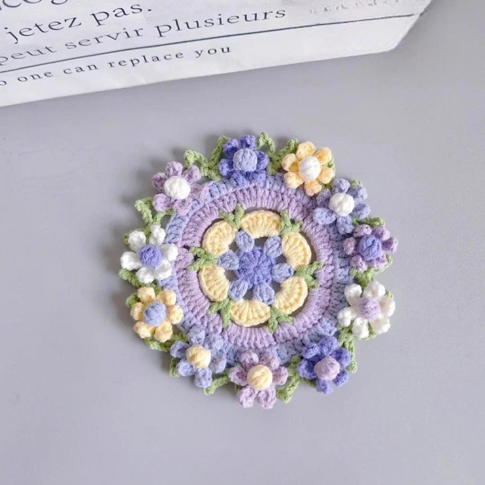 Sweet Flower Coaster Crochet PDF Pattern, Step by Step Flower Coaster