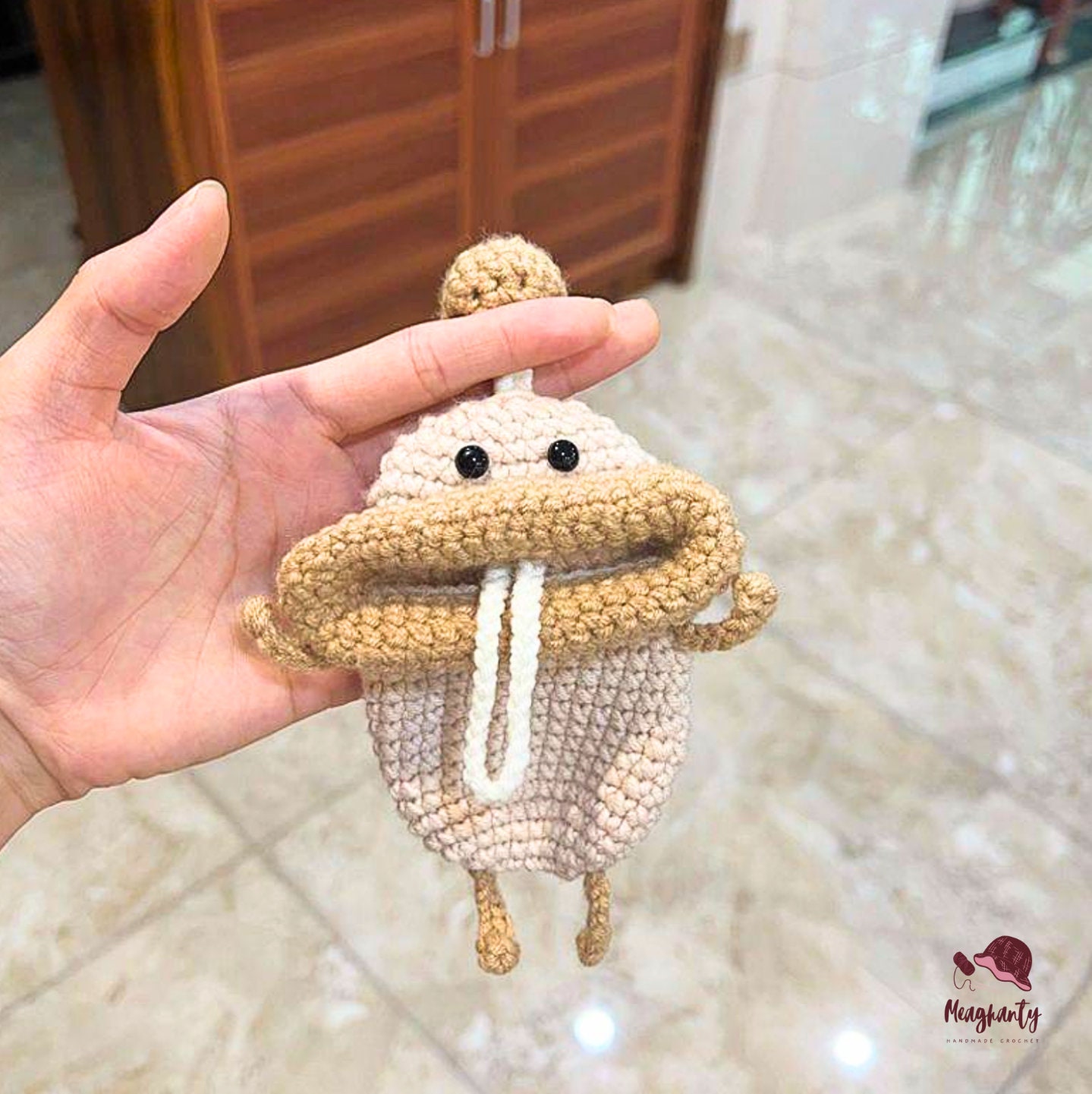 モンスターキーカバーのかぎ針編みパターンPDF、初心者向け簡単かぎ針