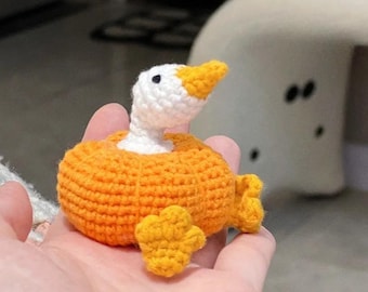 Duck Pumpkin Crochet PDF Pattern, Low sew Cute Duck Keychain Amigurumi Tutorial, Easy Crochet Cute Animal, Happy Halloween Vibe Crochet
