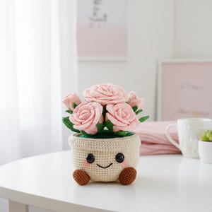 Jellycat Rose Flower Pot Crochet Pattern - Easy Crochet Mothers Day Gift Amigurumi - Crochet Flower Pot Home Decoration, Rose Flower Crochet image 9