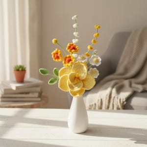 Crochet Lily Flower Bouquet PDF Pattern, Bundle 5in1 Flowers Decorative Vase Pattern, Handmade Bouquet Gift, DIY Amigurumi Daisy Flower image 10