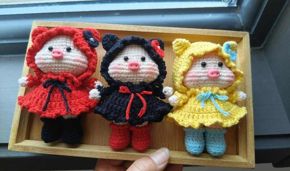 かわいいかぎ針編みパターン：子豚のあみぐるみ、かわいい子豚のかぎ針