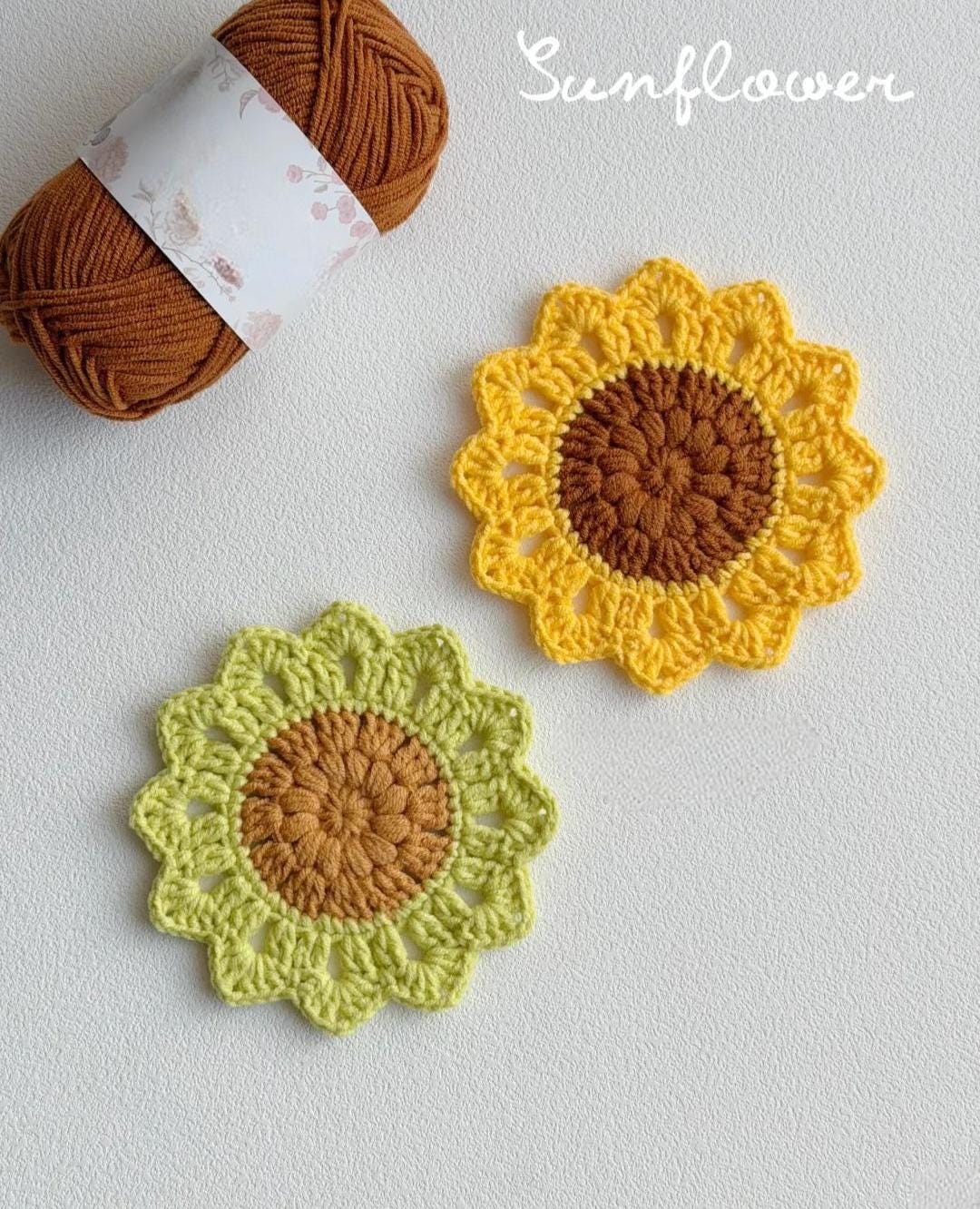 Sunflower Coaster Crochet PDF Pattern - Step by Step Crochet Coaster ...