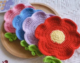 CROCHET PATTERN - Flower Coaster Crochet Pattern, Flower Bouquet Plant Coasters, Instant Digital Download, PDF Crochet Pattern