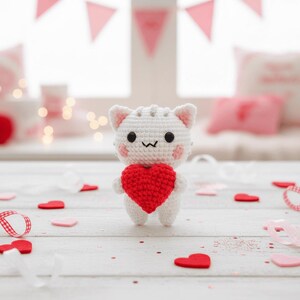 Cat and Heart Crochet PDF Pattern - Cute Cat Mother's Day Crochet Amigurumi Tutorial - Easy Crochet Cat Holding Heart Gift for Mom image 11