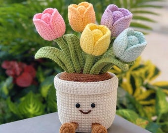 Jellycat Tulip Flower Pot Crochet Pattern - Easy Crochet Tulip Flower Mothers Day Gift Amigurumi - Crochet Flower Pot Home Decoration