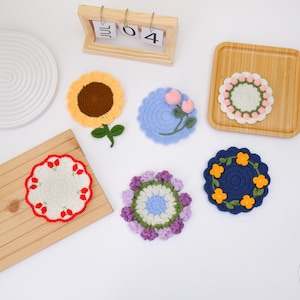 Flower Coaster No sew Crochet PDF Pattern - Easy Crochet Bundle 6in1 Flower Coasters for Beginner - Amigurumi Drink Coaster Crochet Tutorial
