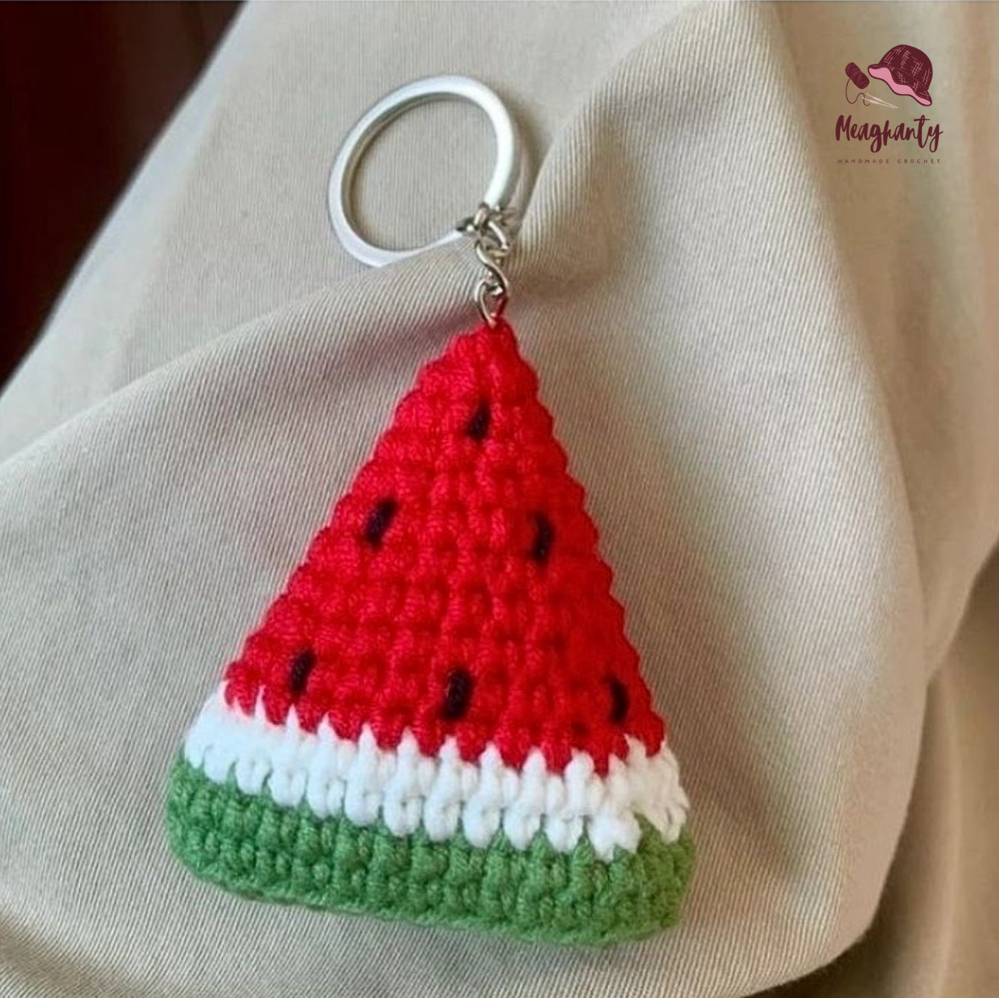 CROCHET PATTERN Watermelon, Amigurumi Tutorial PDF in English, Watermelon Keychain Crochet Pattern