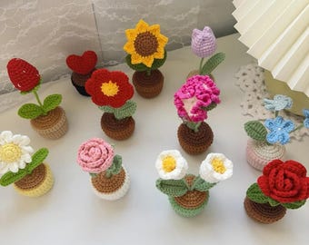 Bundle 11in1 Flower Pot Crochet Pattern - How to Crochet Flower Pot Tutorial - Bundle Mini Flower Pot Home Decoration