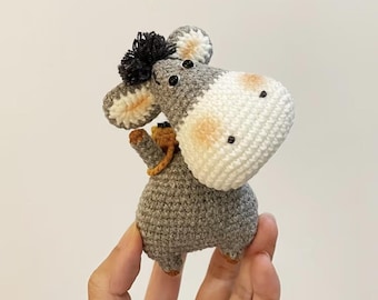 Crochet Little Donkey PDF Pattern - How to Crochet Small Cute Animal Amigurumi Tutorial - Donkey Plushie Crochet Pattern