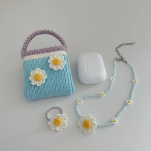 Crochet Daisy Flower AirPods Case, Mini Pouch English PDF Pattern, Airpod Headphone Crochet Pattern, Flower Airpods Pouch DIY