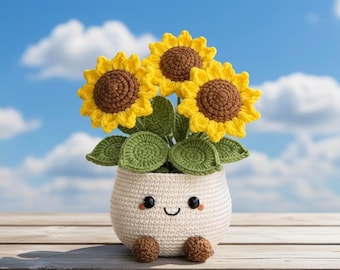 Jellycat Sunflower Pot Crochet PDF Pattern - Easy Crochet Flower Pot Home Decoration - Beginner Friendly Crochet Mothers Day Gift