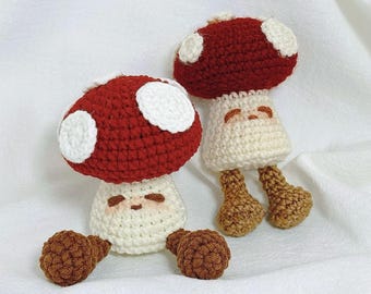 Mushroom Crochet PDF Pattern - Fall Crochet Amigurumi Tutorial - Home Decor Crochet for Fall Holiday- Cozy Plush How to Crochet Mushroom