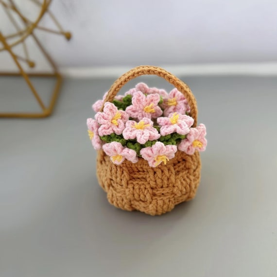 Peach Coaster and Flower Basket Crochet PDF Pattern, Flower