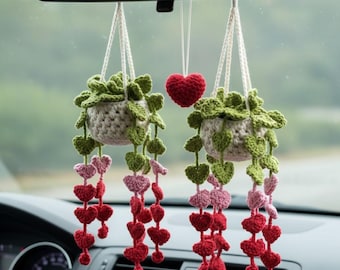 Heart Plant Hanging Crochet PDF Pattern - Mother's Day Gift Crochet Tutorial - Easy Crochet Heart Plant Hanging Car - Flower Pot Crochet