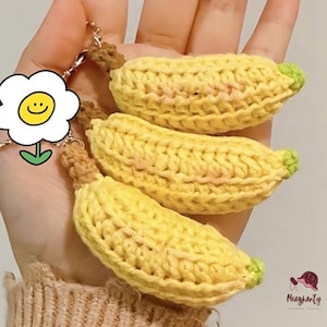Crochet Cute Banana Keychain PDF Pattern, Crochet Banana Amigurumi PDF Pattern, Crochet Cute Fruit, Kitty Crochet Pattern, Crochet Gift