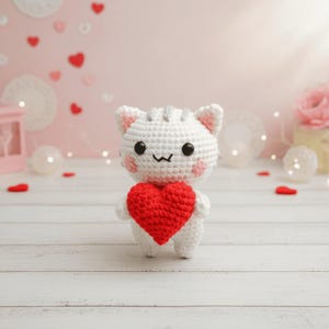 Cat and Heart Crochet PDF Pattern - Cute Cat Mother's Day Crochet Amigurumi Tutorial - Easy Crochet Cat Holding Heart Gift for Mom image 7