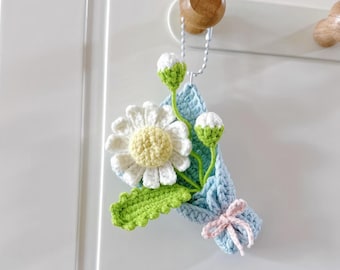 Mini Daisy Bouquet Hanger PDF English Pattern, Crochet Pattern for Mini Daisy Bouquet Tutorial, Crochet Flowers as Gifts