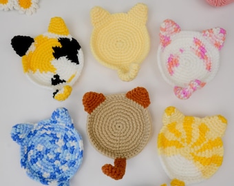 Crochet Cat Coaster PDF Pattern - Bundle 6in1 Cat Coasters Crochet - Amigurumi Drink Coaster Crochet - Fun Crochet Coaster Pattern