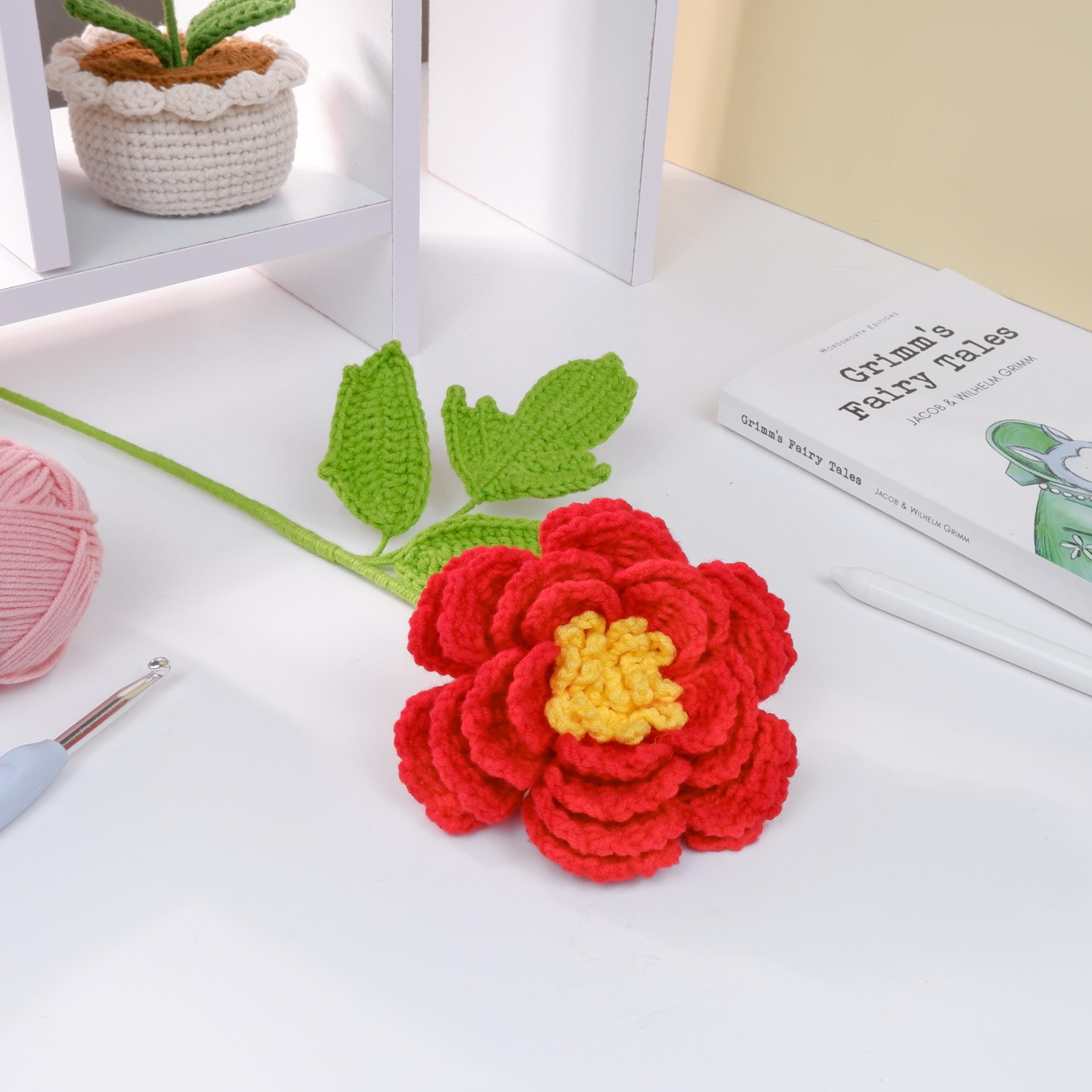 簡単なかぎ針編みの牡丹の花のPDFパターン、かぎ針編みの牡丹の花の