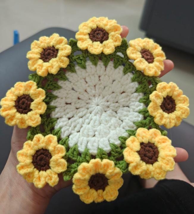 Sunflower Coaster & Basket Crochet PDF Pattern, Step by Step Flower ...